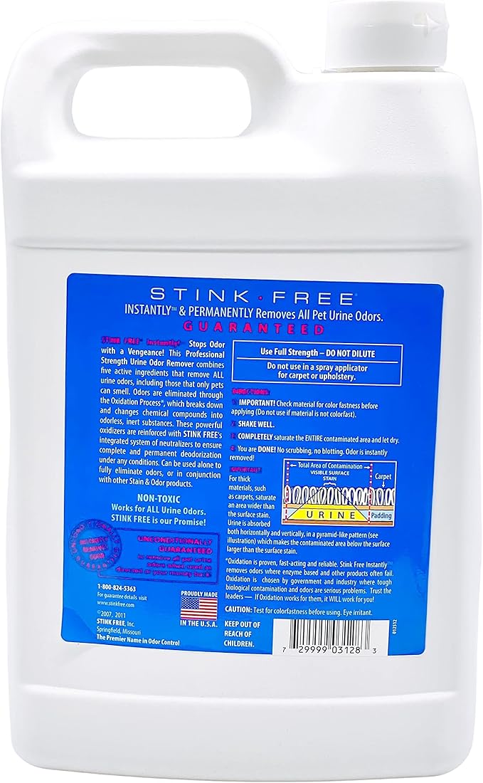 Instantly Urine Odor Remover for Pets - Eliminator for Cat & Dog Pee, Best Oxidizer Based Urine Cleaner for Carpets, House, Rugs, Mattress, etc. 2-128 Oz (2 Gallons)