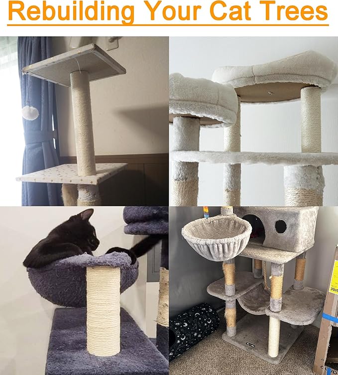 7.4cm 2.91in Diameter Cat Tree Scratching Post Replacement Sisal Pole Parts for Cat Tower (M10, 15.75in/40cm)