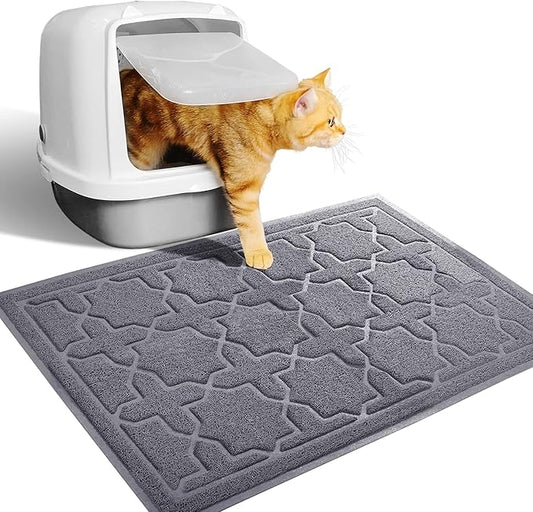 Yimobra Cat Litter Mat, 24"x20" Litter Mat with Litter Lock Mesh, Soft Cat Litter Mat Litter Trapping Mat, Easy to Clean, Non-Slip, Water Resistant, Litter Free Floors, Dark Grey