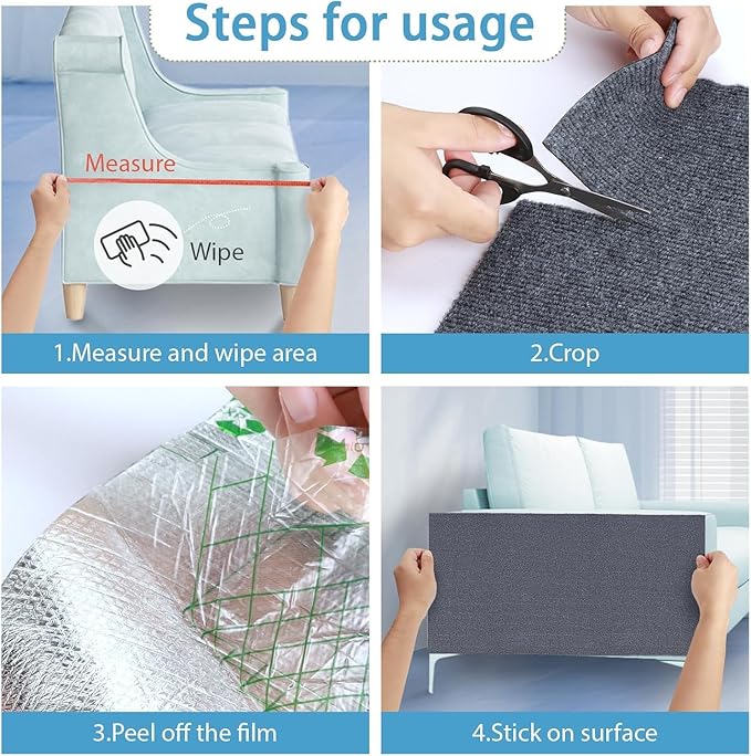 39.3"x15.8" Cat Scratch Couch Furniture Protector, Trimmable Cat Scratching Mat, Self-Adhesive Cat Scratch Pad Post Furniture Protectors from Cats Claws Scratching