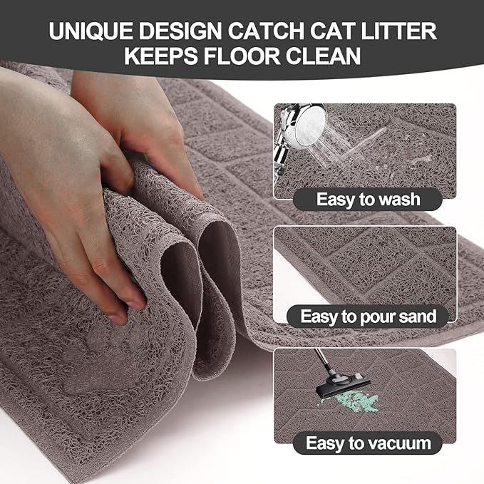 Cat Litter Mat, Litter Trapping Mat Soft on Kitty Paws, 47" x 35" Kitten Litter Box Mat for Cleaner Floors, Waterproof, Easy Clean, Durable XL Large Size Cat Litter Pad for Kitten.