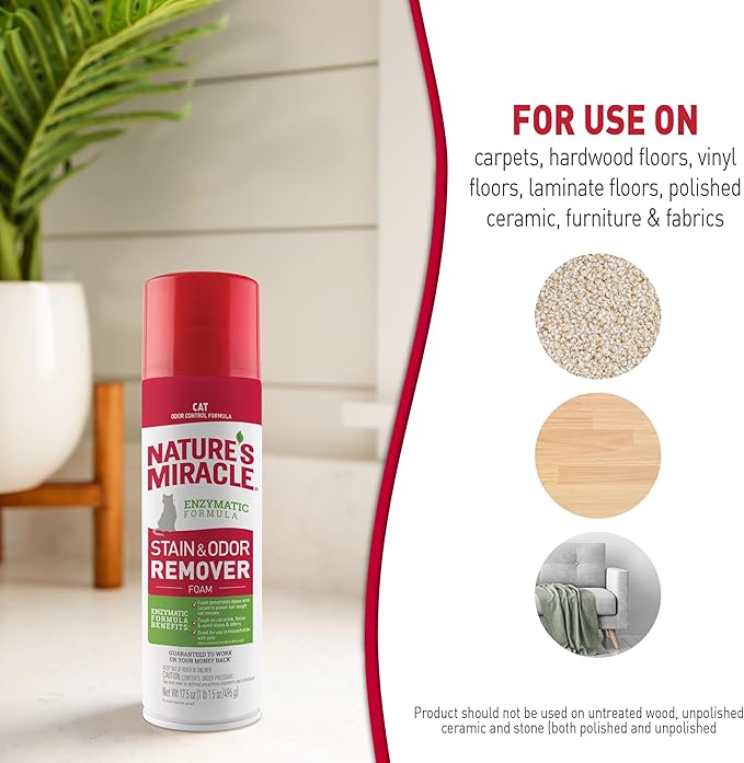 Nature's Miracle Stain & Odor Remover Foaming Aerosol For Cats, 17.5 Oz