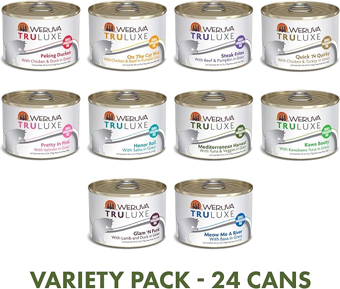Weruva Truluxe Grain Free Canned Cat Food 10 Flavor Variety Pack, 6 Ounce Cans Pack of 24