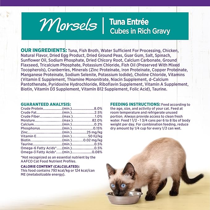 Wellness Complete Health Natural Grain Free Wet Canned Cat Food, Cubed Tuna Entrée in Rich Gravy, 5.5-Ounce Can (Pack of 24)