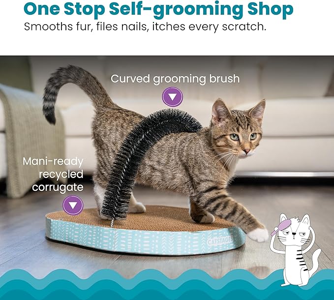 Catstages Scratch & Groom Corrugated Cat Scratch Pad with Catnip