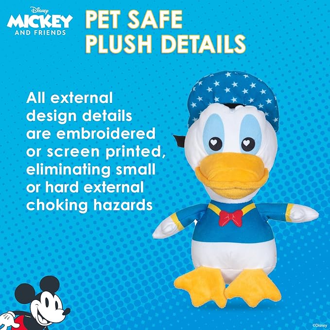 Donald Duck Plush Squeaky Dog Toy 9in | Disney Dog Toys | Plush Squeaker Toy for Dogs Inspired by Donald Duck, Disney Mickey and Friends