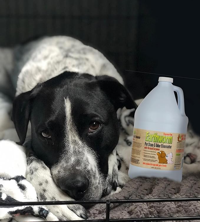 Earthworm Pet Stain Remover & Odor Eliminator- Removes Urine Smell with Natural Enzyme Formula, Fragrance Free Spray - 128 oz