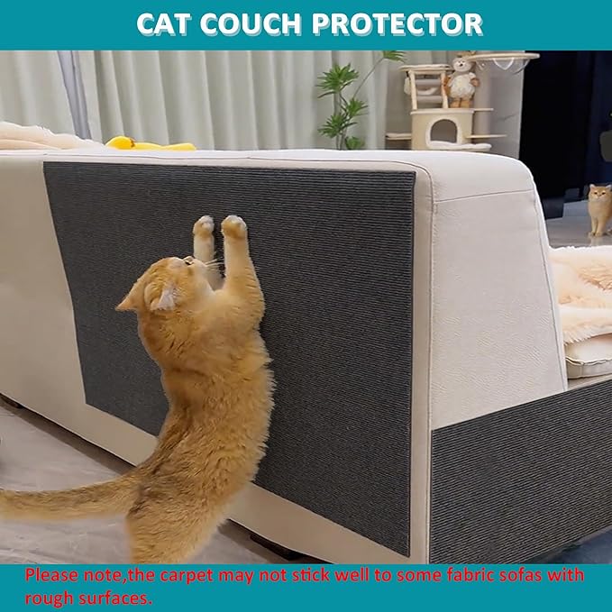 Cat Scratching Mat self-Adhesive, 78.7"x15.8" Cat Carpet remnants,DIY Climbing Cat Scratcher,Cat Scratch Furniture Protector(Dark Gray)