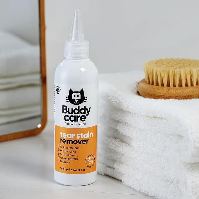 Cat Tear Stain Remover by Buddycare | 200ml | Fast-Acting Tear Stain Remover for Cats| Naturally Derived, PH-Balanced Formula