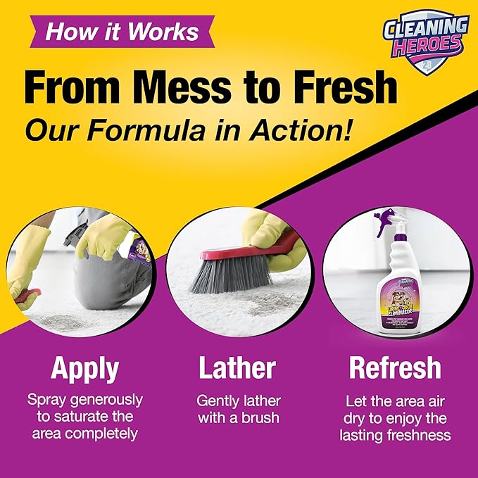Pet Carpet Cleaner & Urine Odor Eliminator for Strong Odor - 32oz Enzyme Cleaning Spray for Cat & Dog Pee - Spot Cleaner for Carpet Upholstery, Marble, Tile, Wood - Carpet Deodorizer
