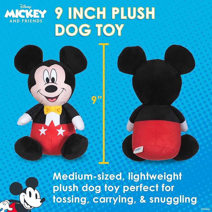 Mickey Mouse Plush Squeaky Dog Toy 9in | Disney Dog Toys | Plush Squeaker Toy for Dogs Inspired by Mickey Mouse, Disney Mickey and Friends