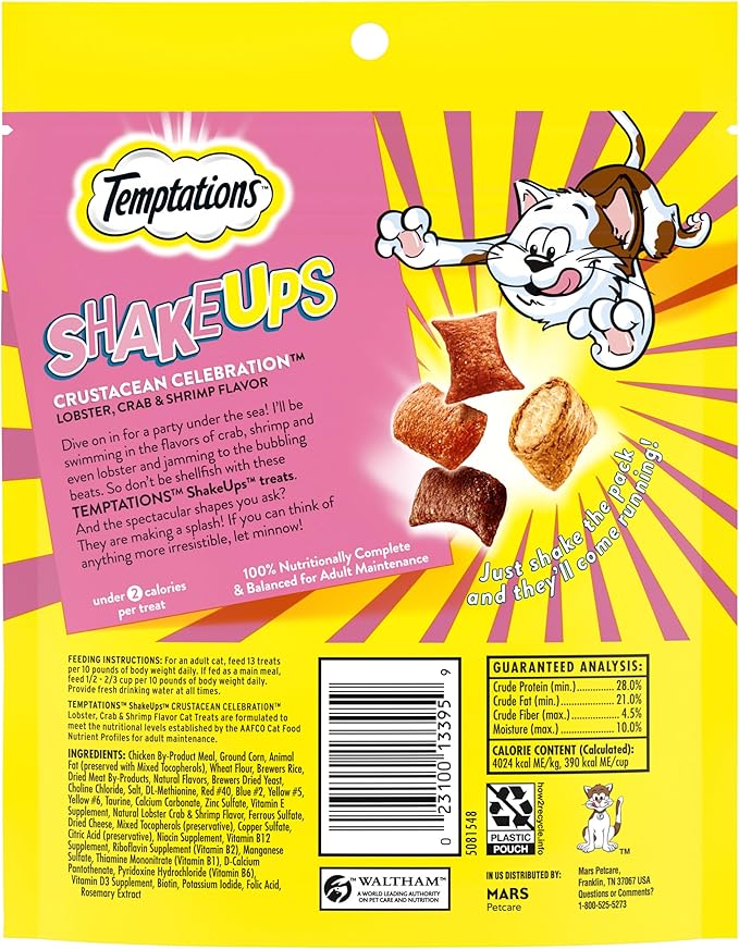 Temptations ShakeUps Crunchy and Soft Cat Treats, Crustacean Celebration Flavor, 5.29 oz. Pouch (Pack of 2)