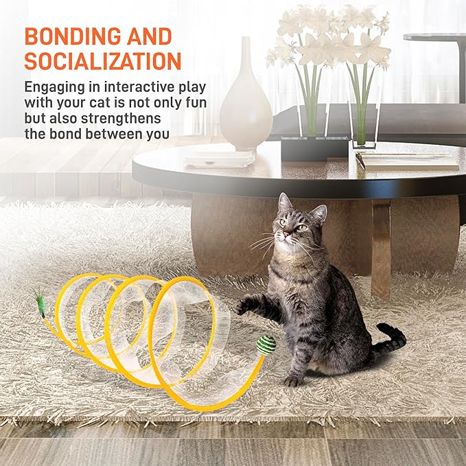 SD Cat Tunnels, Folded Cat Tube Tunnel,Cat Toys for Indoor Cats Large,Cat Tunnel Bed for Kitten,Cat Donut Tunnels,Whisker Twister for Cats,Cat Toy for Indoor Cats,Decompression Cat Spring, Yellow