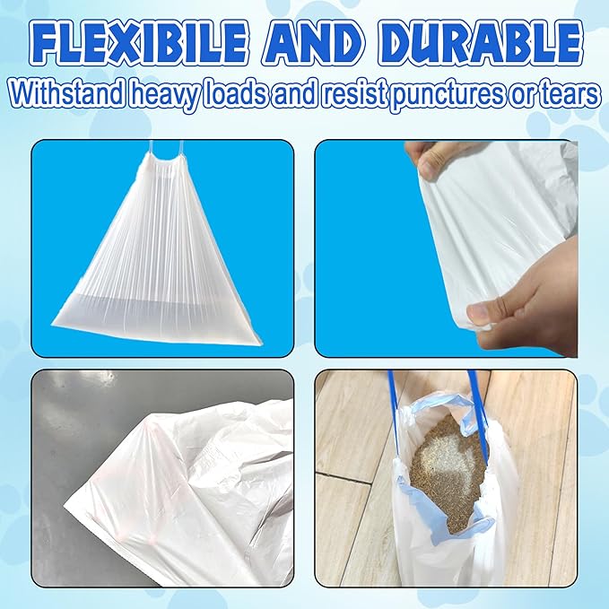 xcivi 60 Count Cat Litter Box Liners for SMARTELF Automatic Cat Litter Box, 26 x 15.75 Inch, Drawstring Cat Litter Bags, Extra Large Cat Litter Box Liners, Universal Model