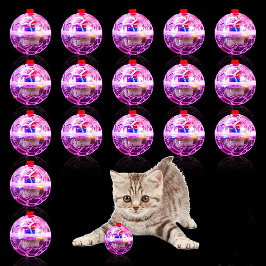 18 Piece Light Up Cat Balls Ghost Hunting Equipment, Indoor Motion-Activated Magic Cat Ball, Plastic Glowing Pet Toys