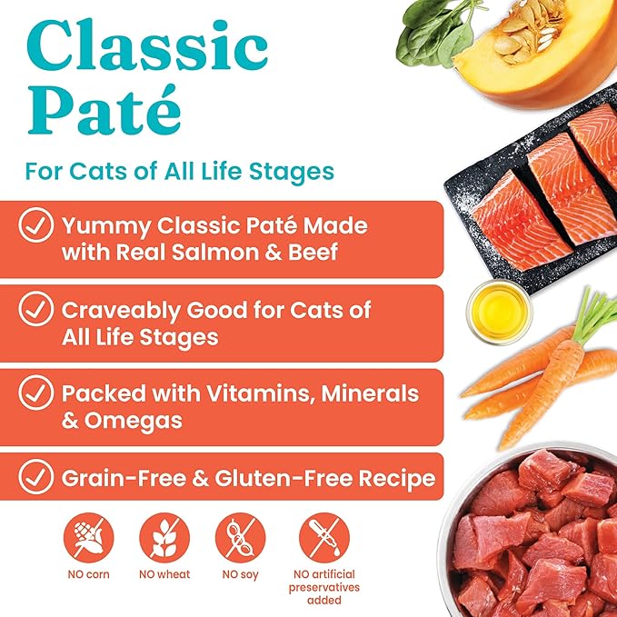 Solid Gold Flavorful Feast Wet Cat Food - Salmon & Beef Pate - Canned Cat Food, 24 Pack