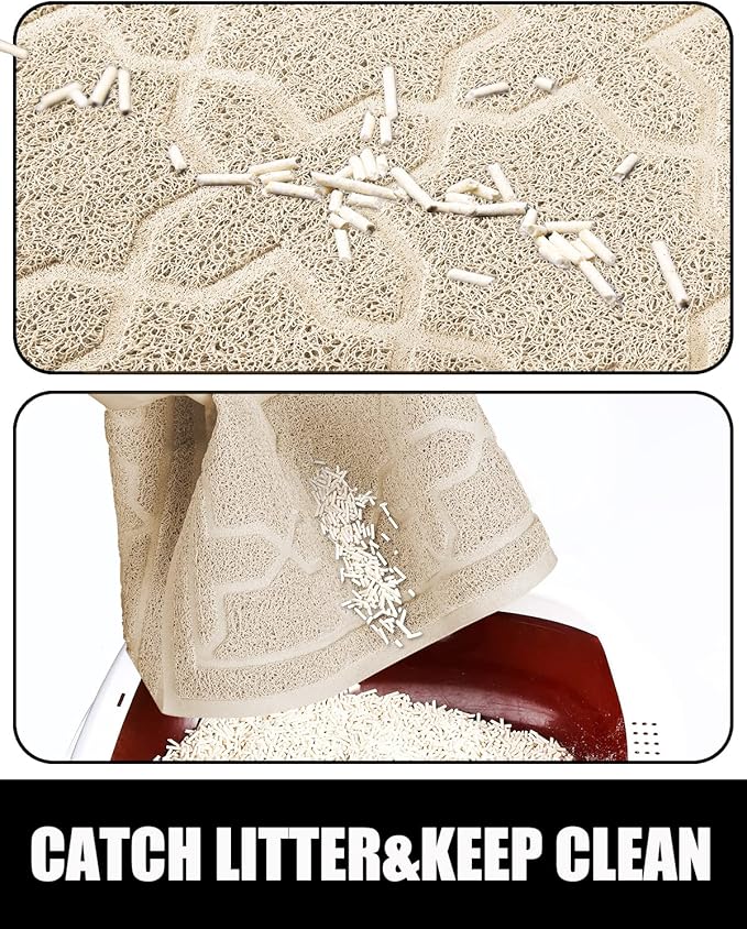 Yimobra Cat Litter Mat, 24"x20" Litter Mat with Litter Lock Mesh, Soft Cat Litter Mat Litter Trapping Mat, Easy to Clean, Non-Slip, Water Resistant, Litter Free Floors, Beige