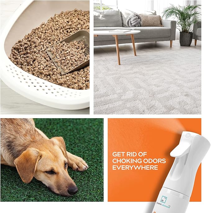 Unscented Pet Odor Eliminator Spray – Mineral-Based Spray to Tackle Cat Urine, Litter Box, and Bedding Odors – 9 Fl Oz