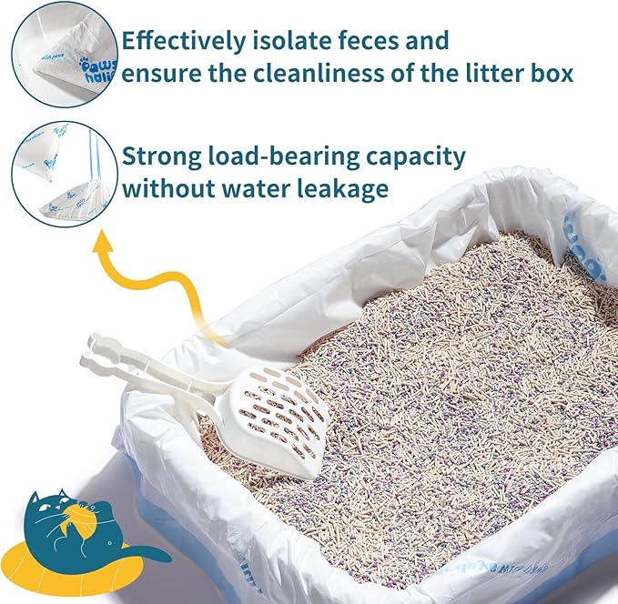 Cat Litter Box Liners-Jumbo Drawstring Thickened Cat Box Liner, Leak and Tear Resistant-10 Count 36" x 18", Replacement Waste Bags