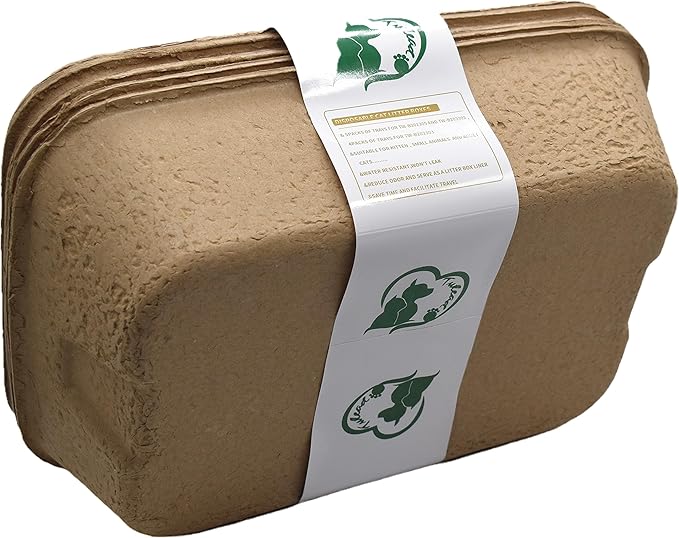 Disposable Cat Litter Box (5 Pack Of Trays) Eco Friendly 100% Recycled Paper Cat Tray,16.14 X11.81X3.94 Inch (Brown)
