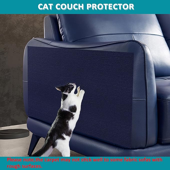 Cat Scratch Furniture Protector,78.7"x15.8"Cat Scratching Mat,Trimmable Self-Adhesive Cat Couch Protector,cat Wall Scratcher,Pad Replacement for Cat Tree Shelves and Post(Navy Blue)