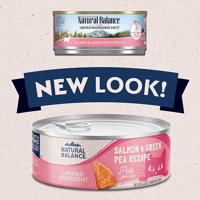 Natural Balance Limited Ingredient Adult Grain-Free Wet Canned Cat Food, Salmon & Green Pea Recipe, 5.5 Ounce (Pack of 24)