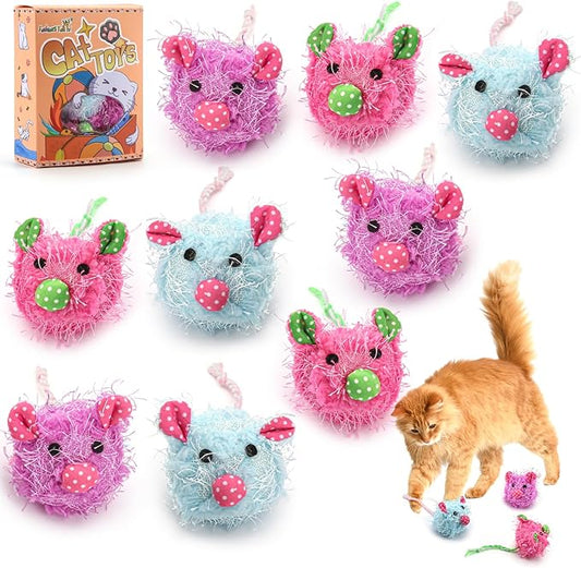 Fashion's Talk Plush Catnip-Filled Mice Toy for Indoors Cats, Soft Stuffed Mice for All Breed Sizes Exercise 9 Count Furry Mice