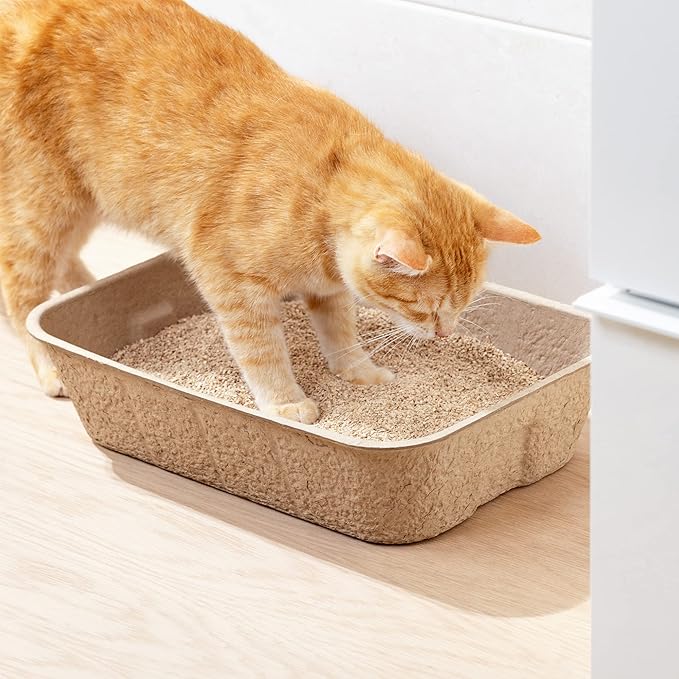 Navaris Disposable Cat Litter Trays (Pack of 10) - Cardboard Liner Tray for Cats Made of 100% Paper - Use Alone or As Box Liners - 15.9" x 11.8"