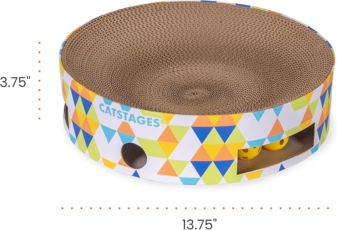 Catstages Bowl Track Scratcher Cat Ball Track Scratcher and Lougner, Multicolored