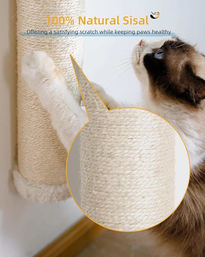 Cat Wall Scratcher, 2-Pack, 34" Sisal Cat Scratching Post, Wall Mounted Cat Furniture for Indoor Cats
