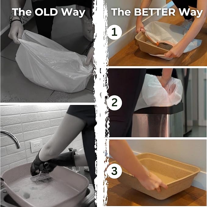 Disposable Litter Boxes for Cats | 6-Pack, Large Size | Sturdy and Water Resistant | Practical and Sustainable