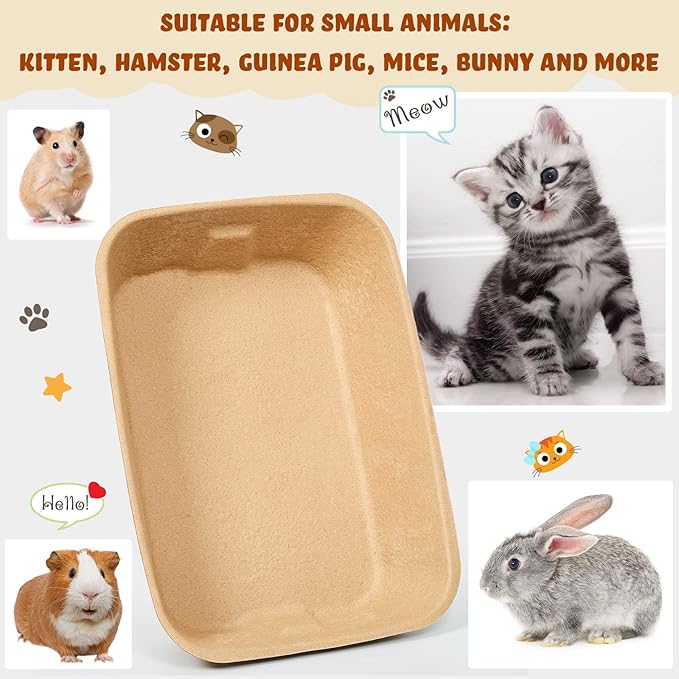5 Pack Small Disposable Litter Kitten Box Disposable Cat Litter Tray Paper Cat Litter Box for Indoor Outdoor Small Animals Cat, Hamster, Guinea Pig, Mice, Bunny and More, 16.1 x 11.2 x 3.7 Inches