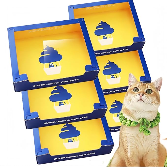 Disposable Cat Litter Box 6 Units - Super Lightweight, Waterproof, Convenient for Travel and Indoor Use!