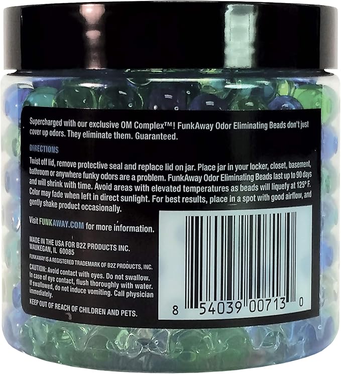 FunkAway Odor Eliminating Beads, 12 oz., Supercharged Odor Absorbing Beads for the House, Car or Gym, Eliminate Smoke, Pet and Bathroom Odors for Long-Lasting Results