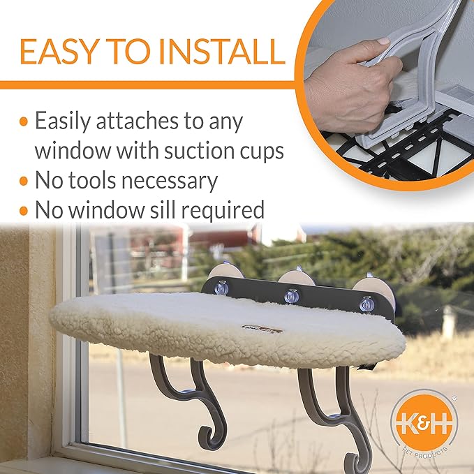 K&H Pet Products Universal Mount Kitty Sill Cat Window Perch 14 X 24 Inches Original