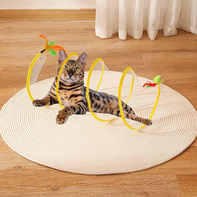 Folded Cat Tube Tunnel,Cat Toys for Indoor Cats Large,Cat Tunnel Bed for Kittens,Cat Donut Tunnels,Whisker Twister for Cats,Cat Toy for Indoor Cats,Decompression Interactive Cat Springs Toys