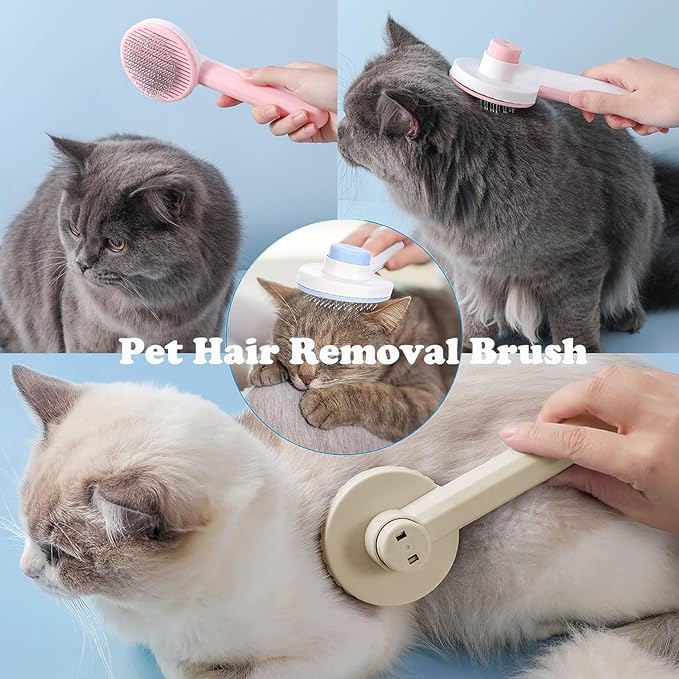 Cat Grooming Brush - Cat Brush for Shedding, Cat Dog Bath Brush Dog Shedding Brush, Hair Cleaner Brush Cat Brushes for Indoor Cats Shedding, Cat Comb Pet Brush Dog Brush (P)