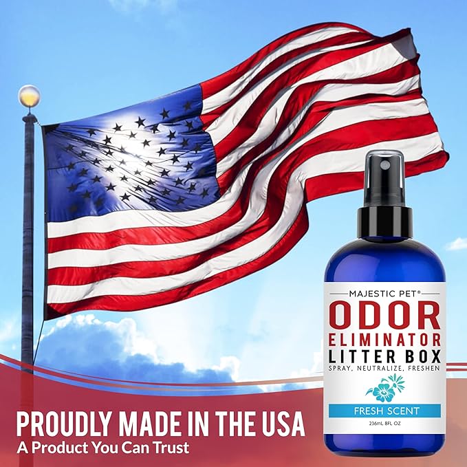 Majestic Pet Litter Box Deodorizer 8 FI Oz – Cat Litter Box Odor Eliminator - Litter Odor Eliminator Works on all Litter Types – Cat Litter Box Air Freshener - Cat Litter Deodorizer Spray Fresh Scent
