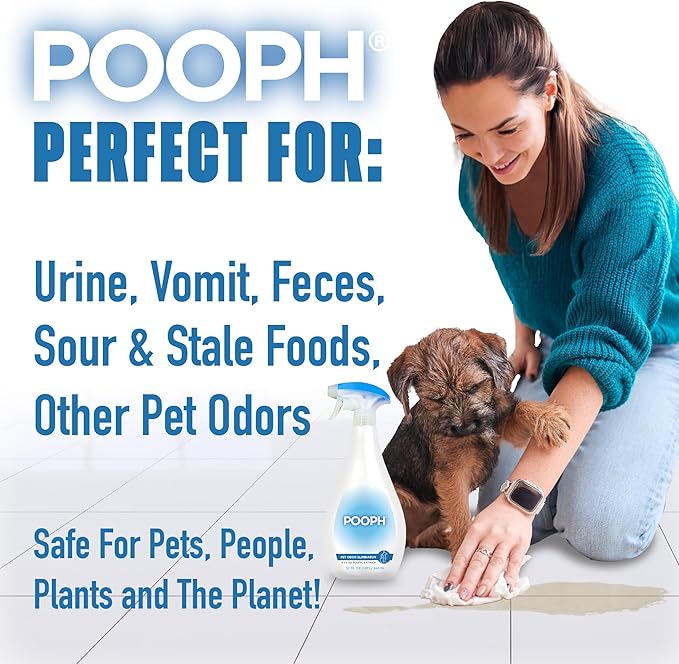 Pooph Pet Odor Eliminator and Litter Box Deodorizer - 2-32oz Bottles - Dismantles Odors on a Molecular Basis, Freshens Cat Litter Boxes, Removes Urine, Feces, and Ammonia Odors