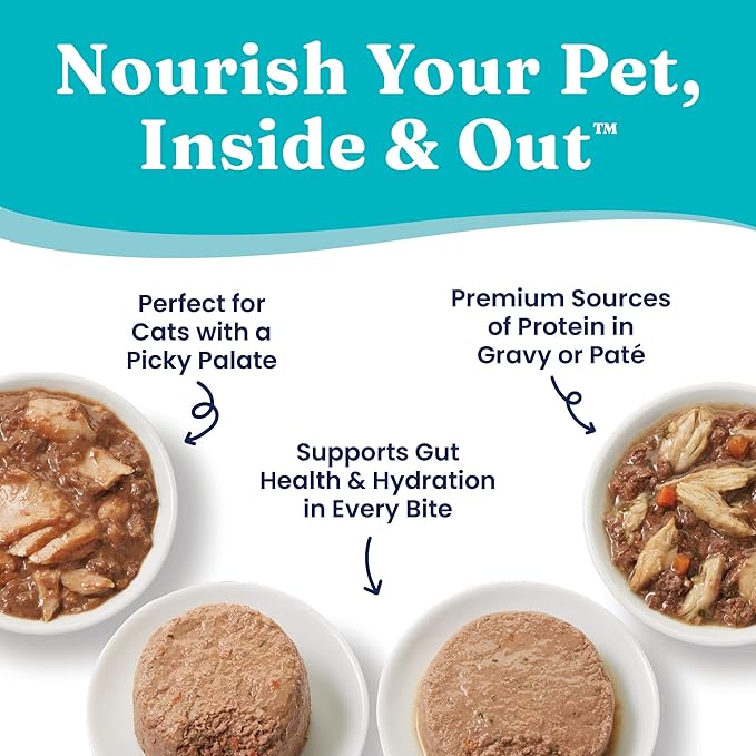 Solid Gold Wet Cat Food Variety Pack - Pate & Shreds in Gravy - Real Chicken, Tuna, Mackerel and Sardine - Canned Cat Food, 12 Pack