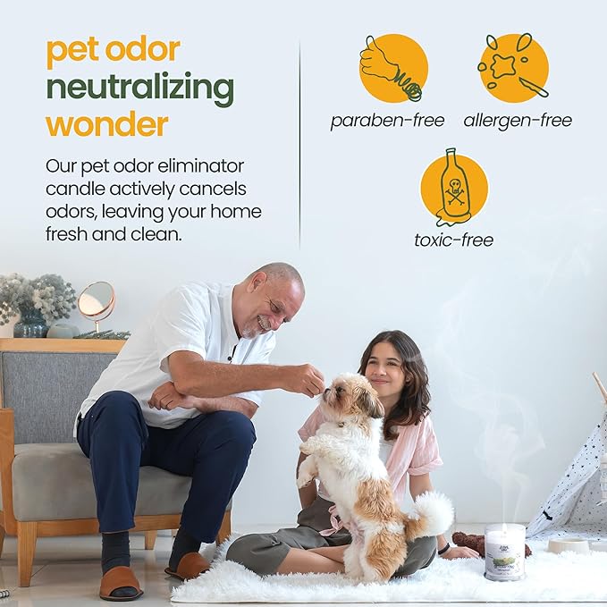 Detoxifying Lemongrass Scented Candles for Home Decor and Pet Odor - Aromatherapy Stress Relief Soy Wax Candles - Pet Odor Eliminator for Home - Pet Friendly