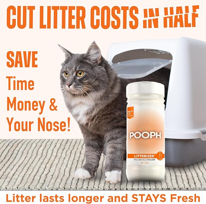 POOPH Litterizer - Litter Box Civilizer, 16oz - Dismantles Odors on a Molecular Basis, Freshener, Eliminator, Urine, Pee, Deodorizer, Fresh, Clean, Potty, Safe
