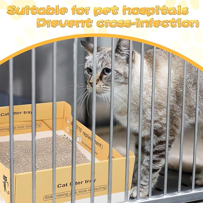 Maxcheck 5 Pcs Disposable Cat Litter Box 14.96 x 11.4 x 4.7 Inch Double Layer Foldable Paper Kitty Tray Travel Litter Box Portable Litter Box Cat Litter Tray for Cats Small Pets Animals Travel Needs