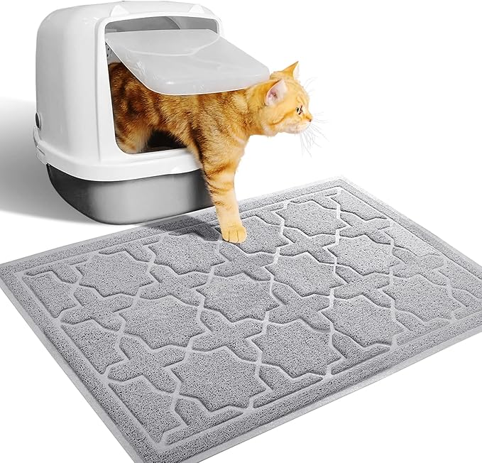 Yimobra Cat Litter Mat, 24"x20" Litter Mat with Litter Lock Mesh, Soft Cat Litter Mat Litter Trapping Mat, Easy to Clean, Non-Slip, Water Resistant, Litter Free Floors, Grey