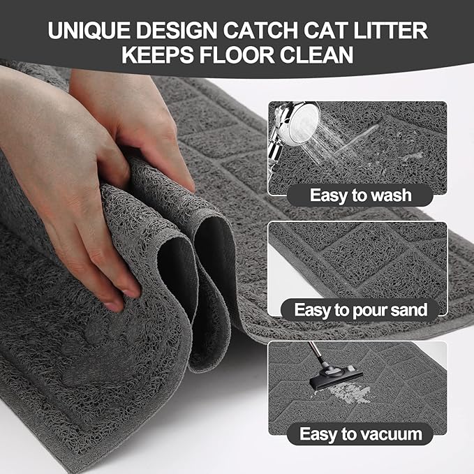 Cat Litter Mat, Litter Trapping Mat Soft on Kitty Paws, 47" x 35" Kitten Litter Box Mat for Cleaner Floors, Waterproof, Easy Clean, Durable XL Large Size Cat Litter Pad for Kitten.
