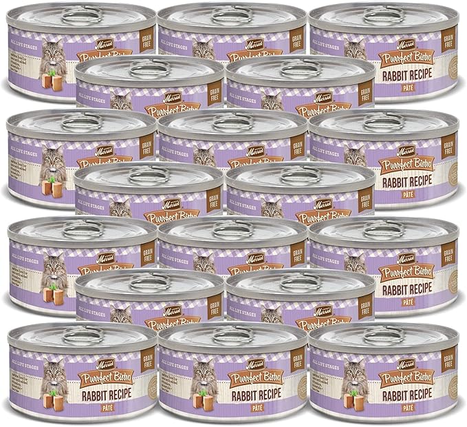 Merrick Purrfect Bistro Canned Cat Food, Rabbit Pâté Recipe, Grain Free Natural Cat Food with Added Vitamins & Minerals, for All Life Stages, 5.5 OZ Can (Pack of 18)