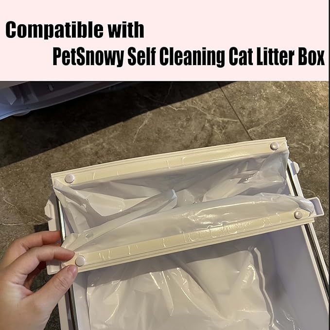 Cat Litter Box Liners for PetSnowy SNOW+ Cat Litter Box, 60 PCS Self-Sealing Waste Drawer Bags for Automatic Cat Litter Box (60 Pcs)