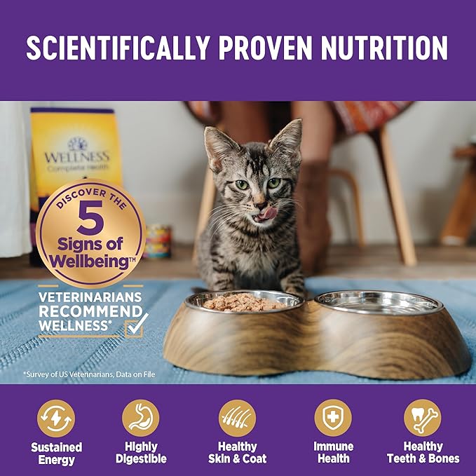 Wellness Complete Health Natural Grain Free Wet Canned Cat Food, Sliced Chicken Entree, 3 Ounce Can (Pack of 24)