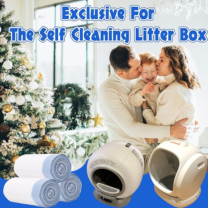 xcivi 60 Count Cat Litter Box Liners for SMARTELF Automatic Cat Litter Box, 26 x 15.75 Inch, Drawstring Cat Litter Bags, Extra Large Cat Litter Box Liners, Universal Model