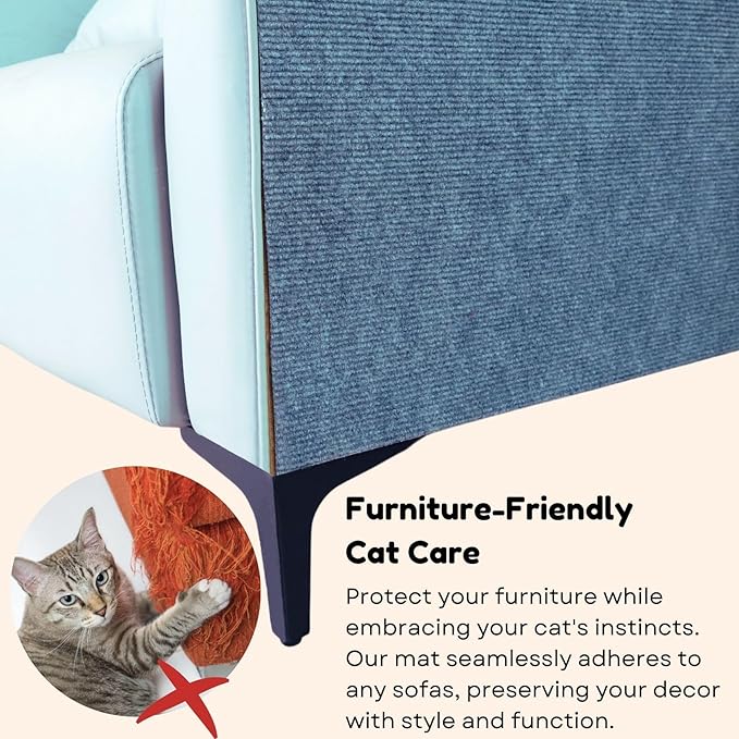 Cat Scratch Mat (3 Pack), 23.6’’ x 11.8’’ Cat Wall Stracther, Versatile Self-Adhesive Replacement Easy Use for Cat Trees, Cat Wall Furniture, Scratching Posts, and Couch Protection (Brown)
